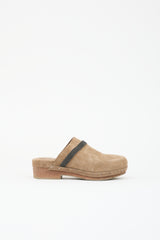 Brunello Cucinelli Suede Monili Clog Mule