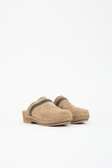 Brunello Cucinelli Suede Monili Clog Mule