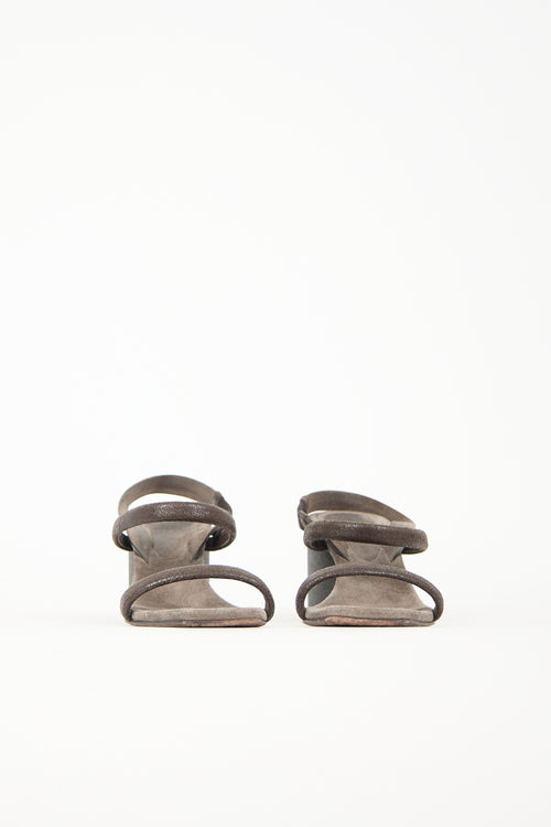 Brunello Cucinelli Suede Monili Heeled Sandal
