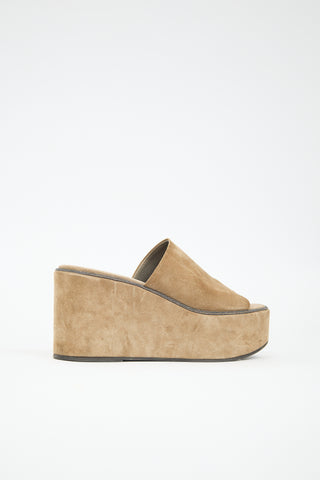 Brunello Cucinelli Suede Monili Platform Sandal