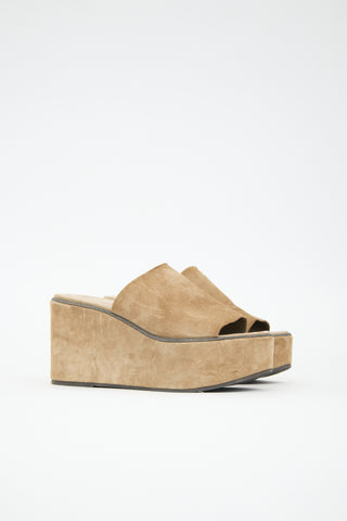 Brunello Cucinelli Suede Monili Platform Sandal