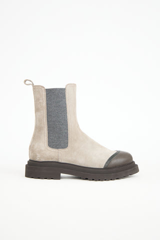 Brunello Cucinelli Suede Monili Chelsea Boot