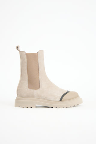 Brunello Cucinelli Suede Monili Chelsea Boot