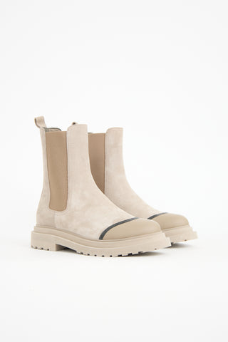 Brunello Cucinelli Suede Monili Chelsea Boot
