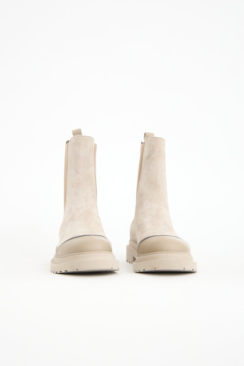 Brunello Cucinelli Suede Monili Chelsea Boot