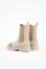 Brunello Cucinelli Suede Monili Chelsea Boot
