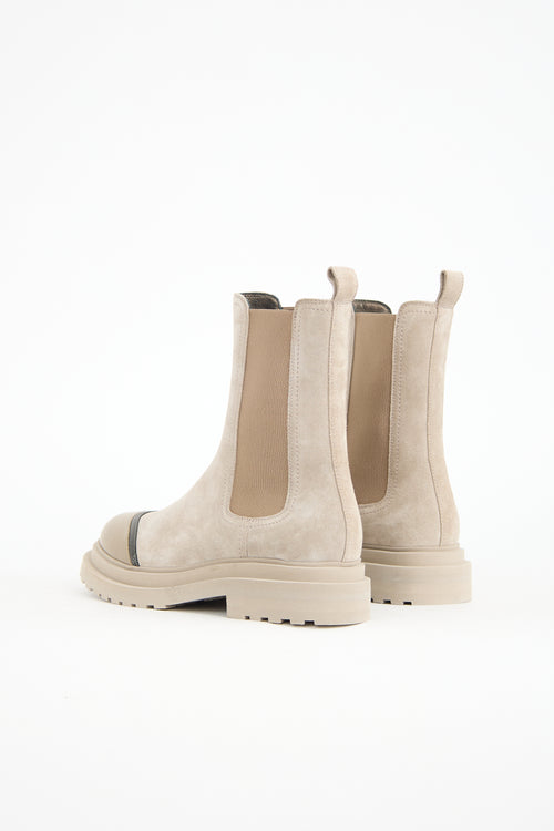 Brunello Cucinelli Suede Monili Chelsea Boot
