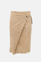 Brunello Cucinelli Suede Wrap Front Skirt