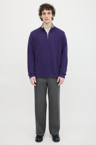 Brunello Cucinelli Wool & Cashmere Quarter Zip Sweater