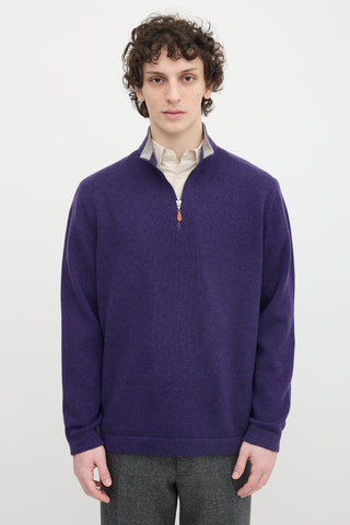 Brunello Cucinelli Wool & Cashmere Quarter Zip Sweater