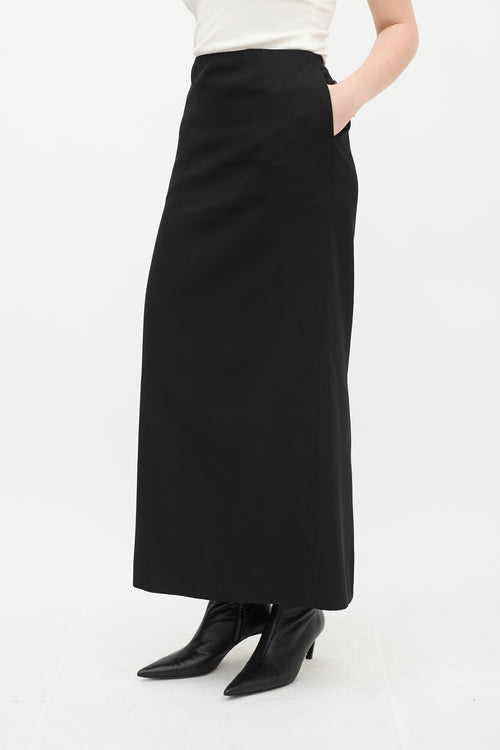 Buhee Black Wool Noah Midi Skirt