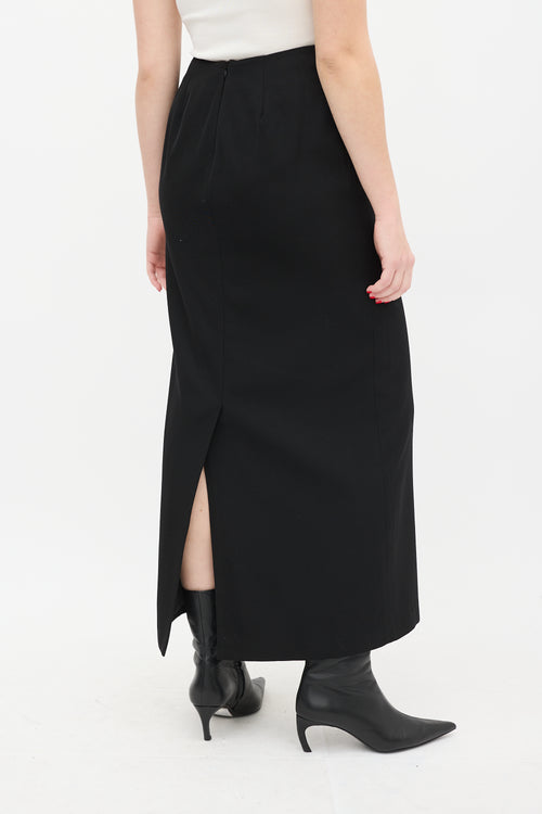 Buhee Black Wool Noah Midi Skirt