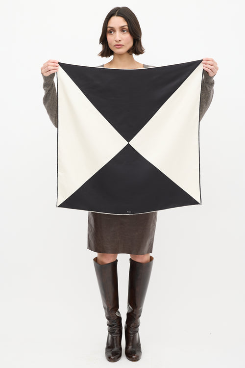 Buhee Cream & Black Noah Silk Scarf