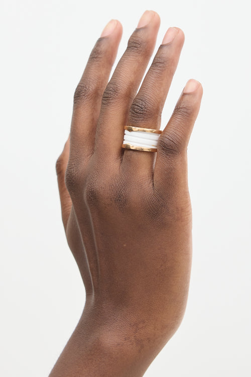 Bulgari 18K Rose Gold & White B.zero1 Ring