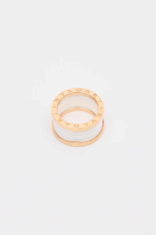 Bulgari 18K Rose Gold & White B.zero1 Ring