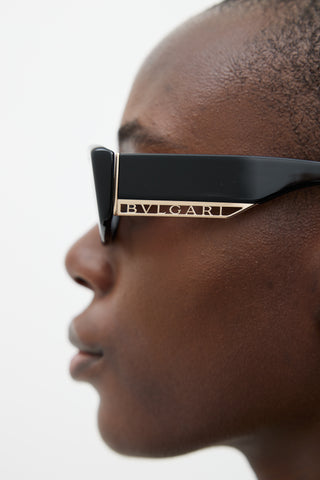 Bulgari Black 8259 Rectangular Sunglasses