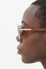 Bulgari Gold & Brown 27813 Aviator Sunglasses
