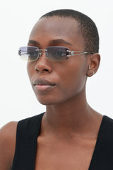 Bulgari Silver & Brown 622 Rectangle Sunglasses