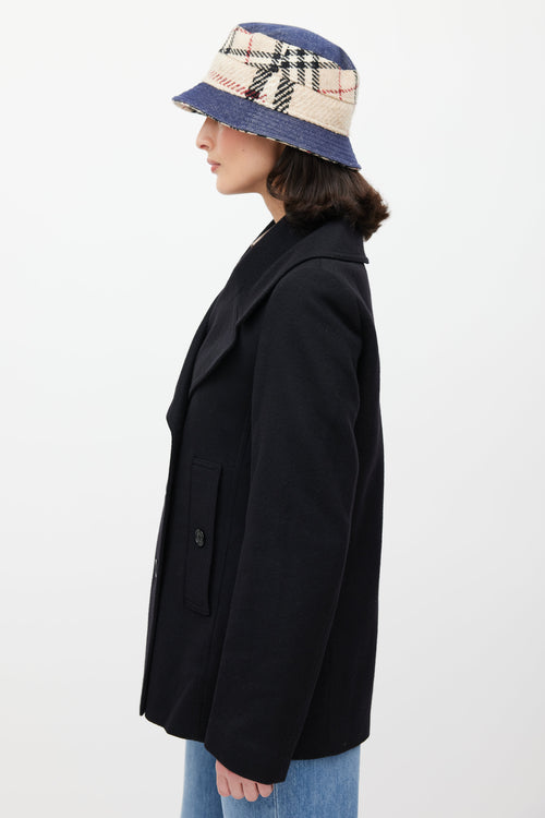 Burberry Beige & Blue Nova Check Denim Bucket Hat
