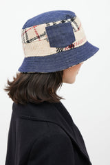 Burberry Beige & Blue Nova Check Denim Bucket Hat