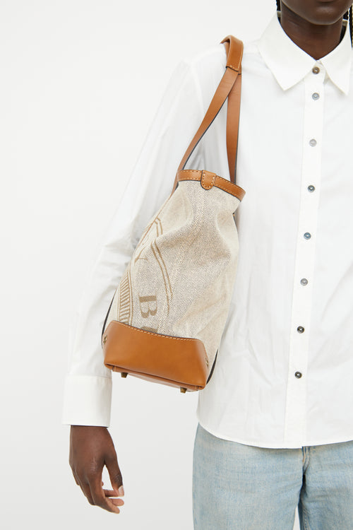 Burberry Brown Canvas Logo Tote Bag