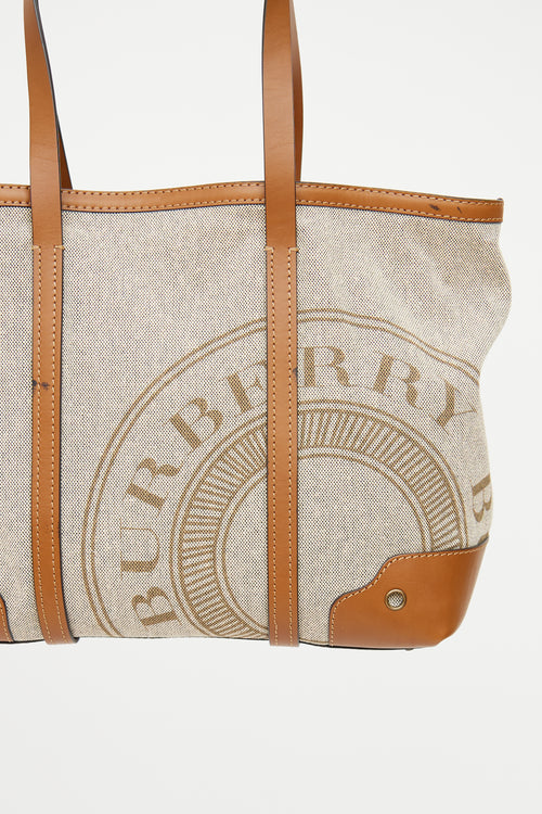 Burberry Brown Canvas Logo Tote Bag