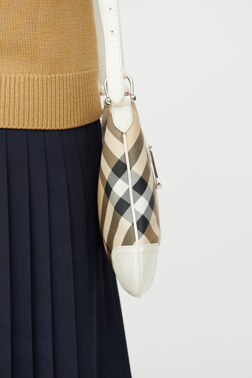 Burberry White & Super Nova Check Crossbody Bag