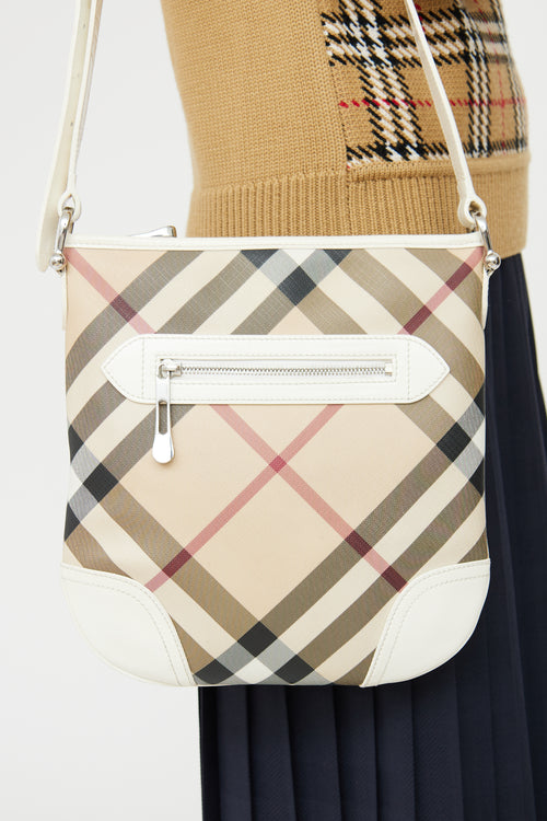 Burberry White & Super Nova Check Crossbody Bag