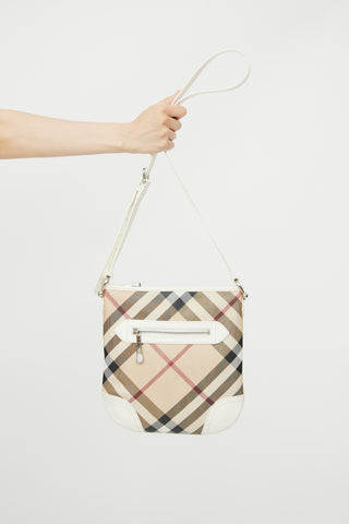 Burberry White & Super Nova Check Crossbody Bag