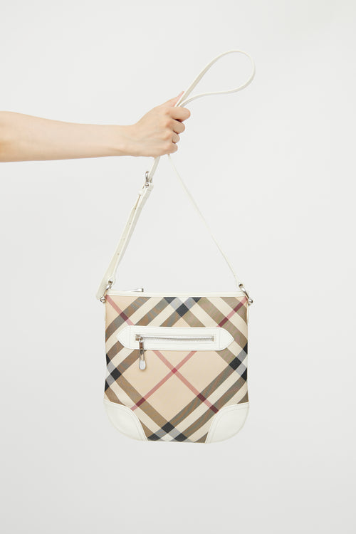 Burberry White & Super Nova Check Crossbody Bag