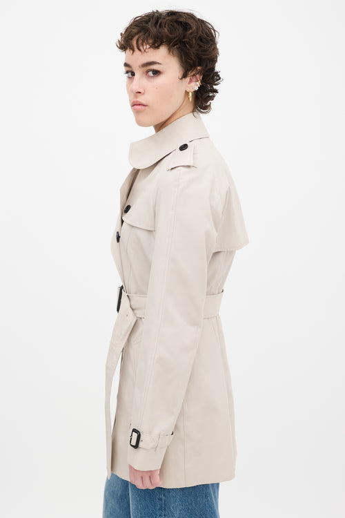 Burberry Beige Cotton Belted Midi Trench Coat