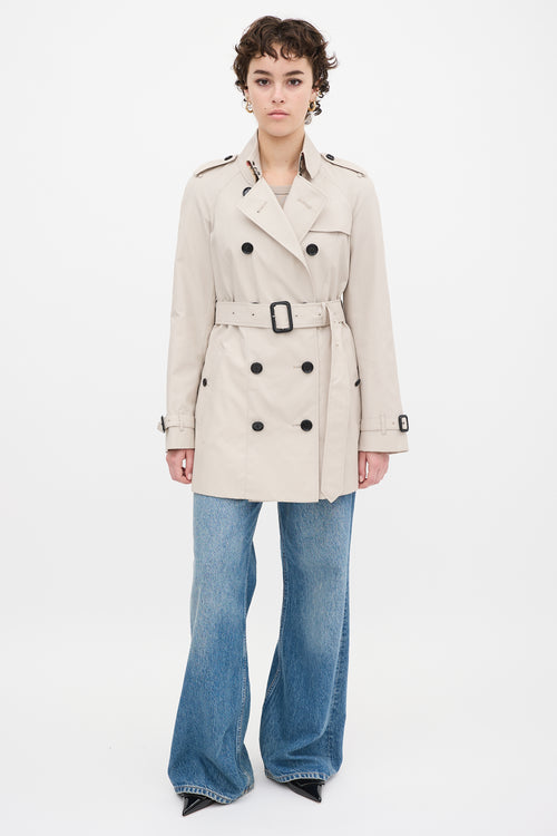 Burberry Beige Cotton Belted Midi Trench Coat