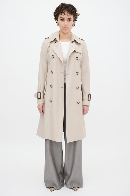 Burberry Beige Cotton Belted Trench Coat