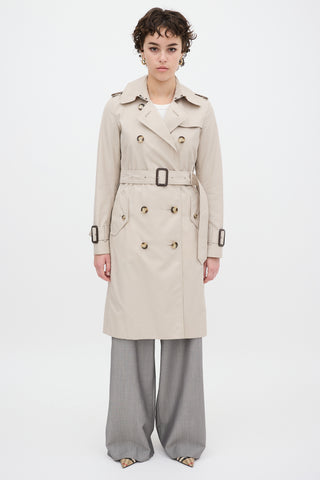 Burberry Beige Cotton Belted Trench Coat