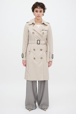 Burberry Beige Cotton Belted Trench Coat