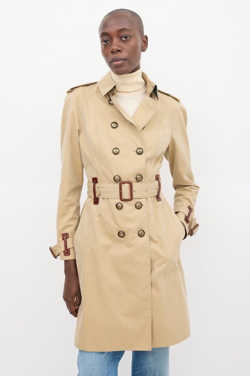 Burberry Beige Cotton Belted Trench Coat