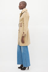 Burberry Beige Cotton Belted Trench Coat