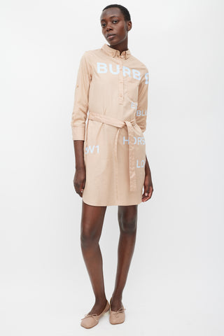 Burberry Beige Cotton Horseferry Print Shirt Dress