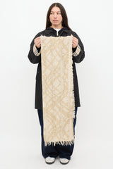 Burberry Beige & Cream Wool Plaid Fringe Scarf