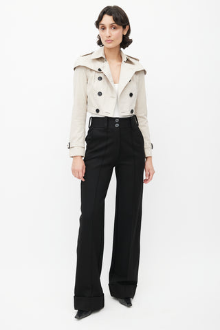 Burberry Beige Double Breasted Cropped Trench Coat