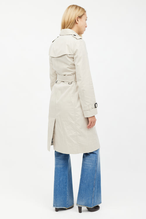 Burberry Beige & Black Button Trench Coat