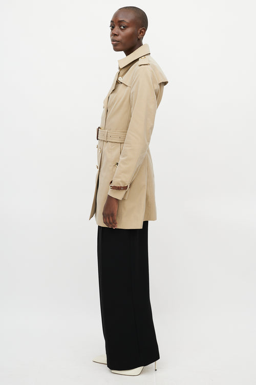 Burberry Beige Gold Buttoned Trench Coat
