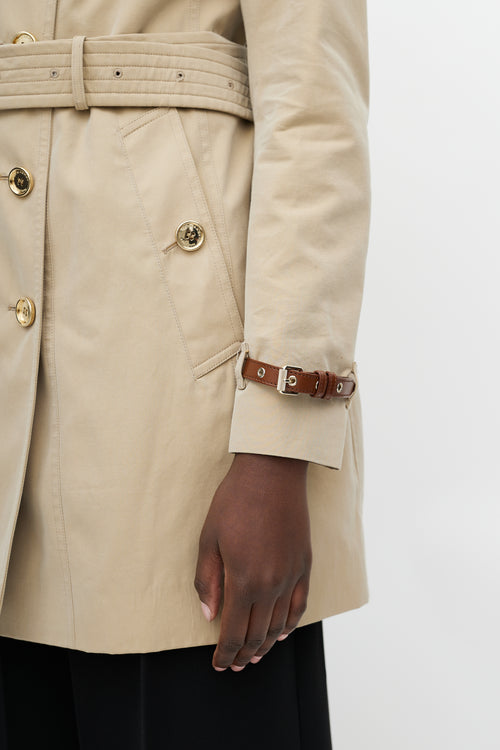 Burberry Beige Gold Buttoned Trench Coat