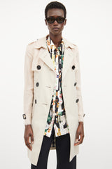 Burberry Beige Silk Sleeve Trench Coat