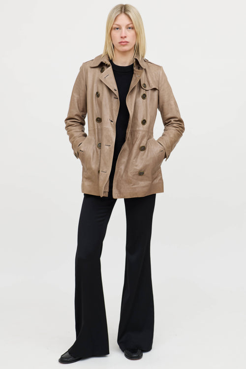BurberryLeather Pea Coat