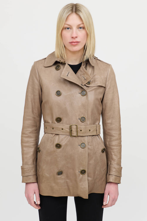 BurberryLeather Pea Coat