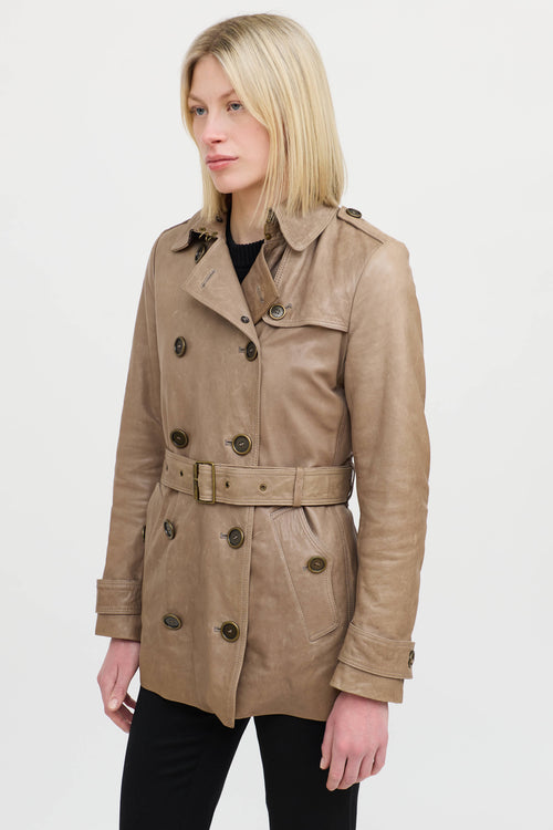 BurberryLeather Pea Coat