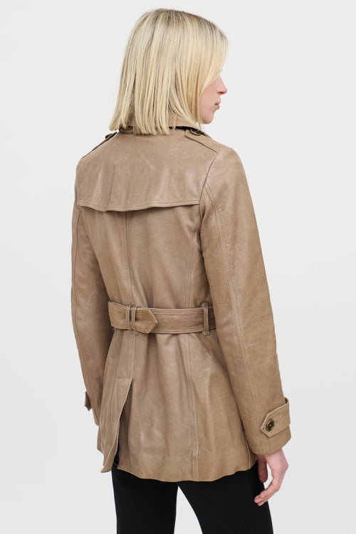 BurberryLeather Pea Coat