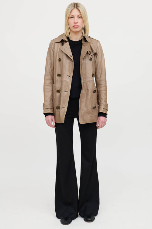 BurberryLeather Pea Coat