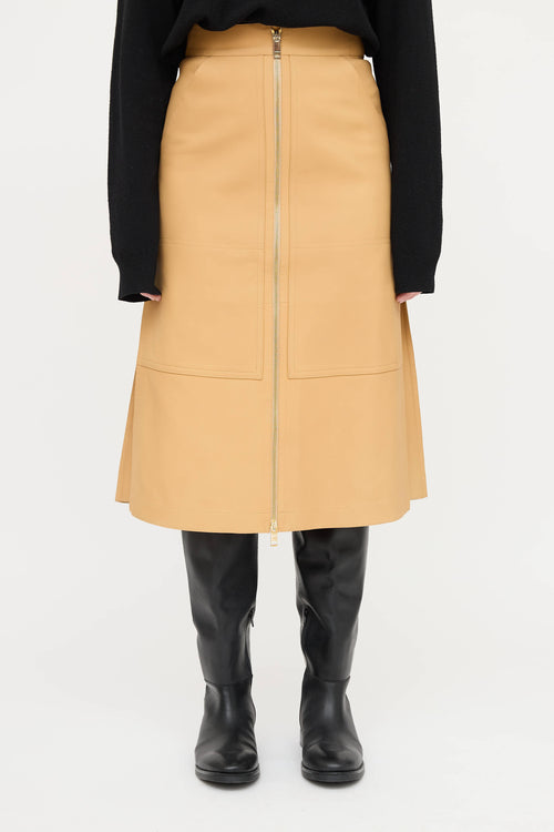Burberry Leather Zip Skirt